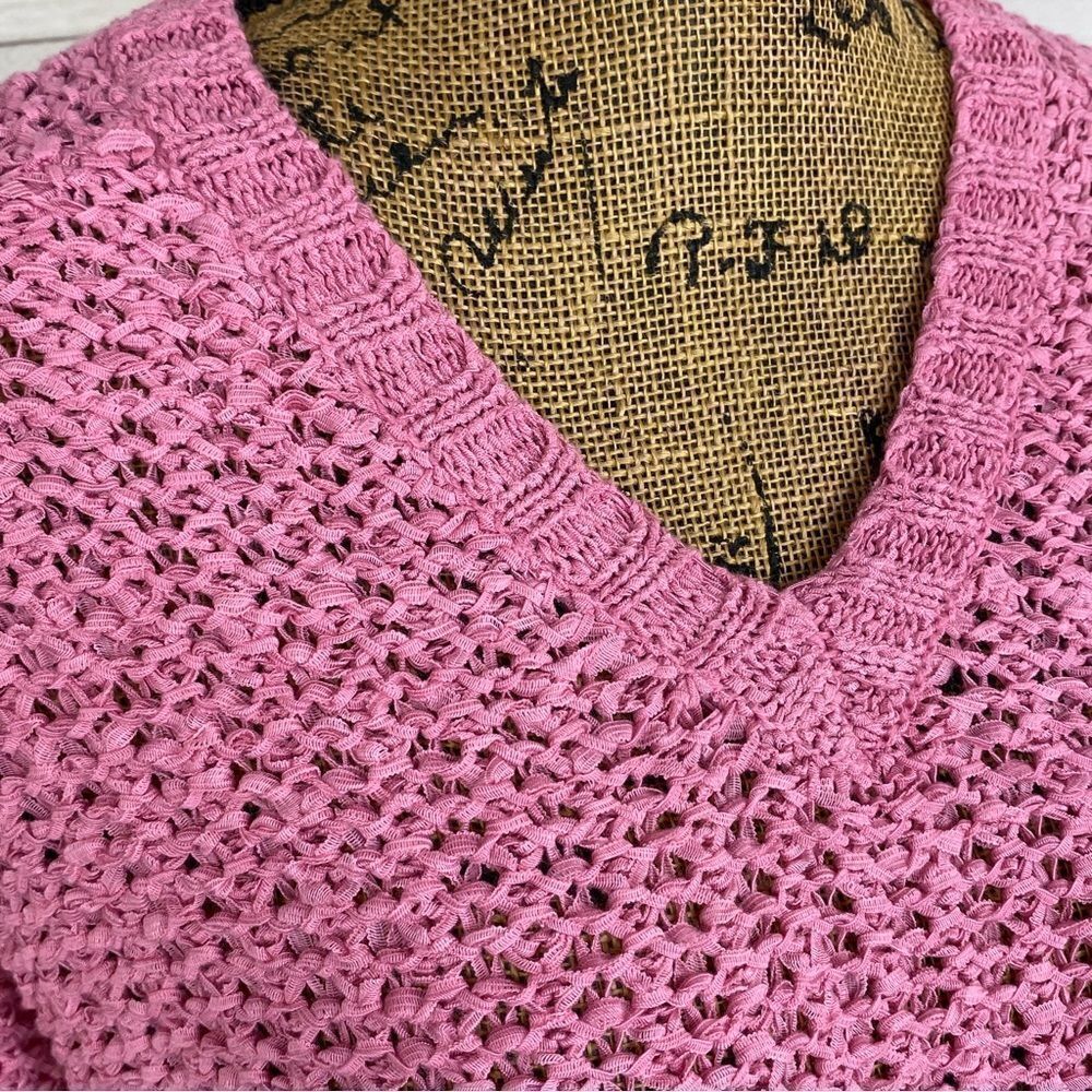 Preswick & Moore Loose Weave V-neck Sweater‎ Rose Pink Small - Picture 5 of 13